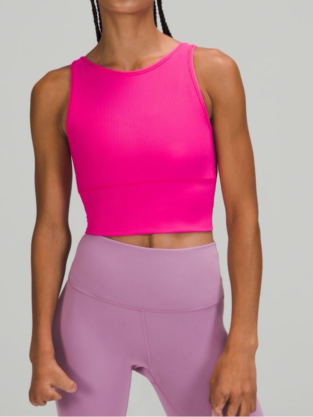 Lululemon Bright Pink Ribbed Crop Tank